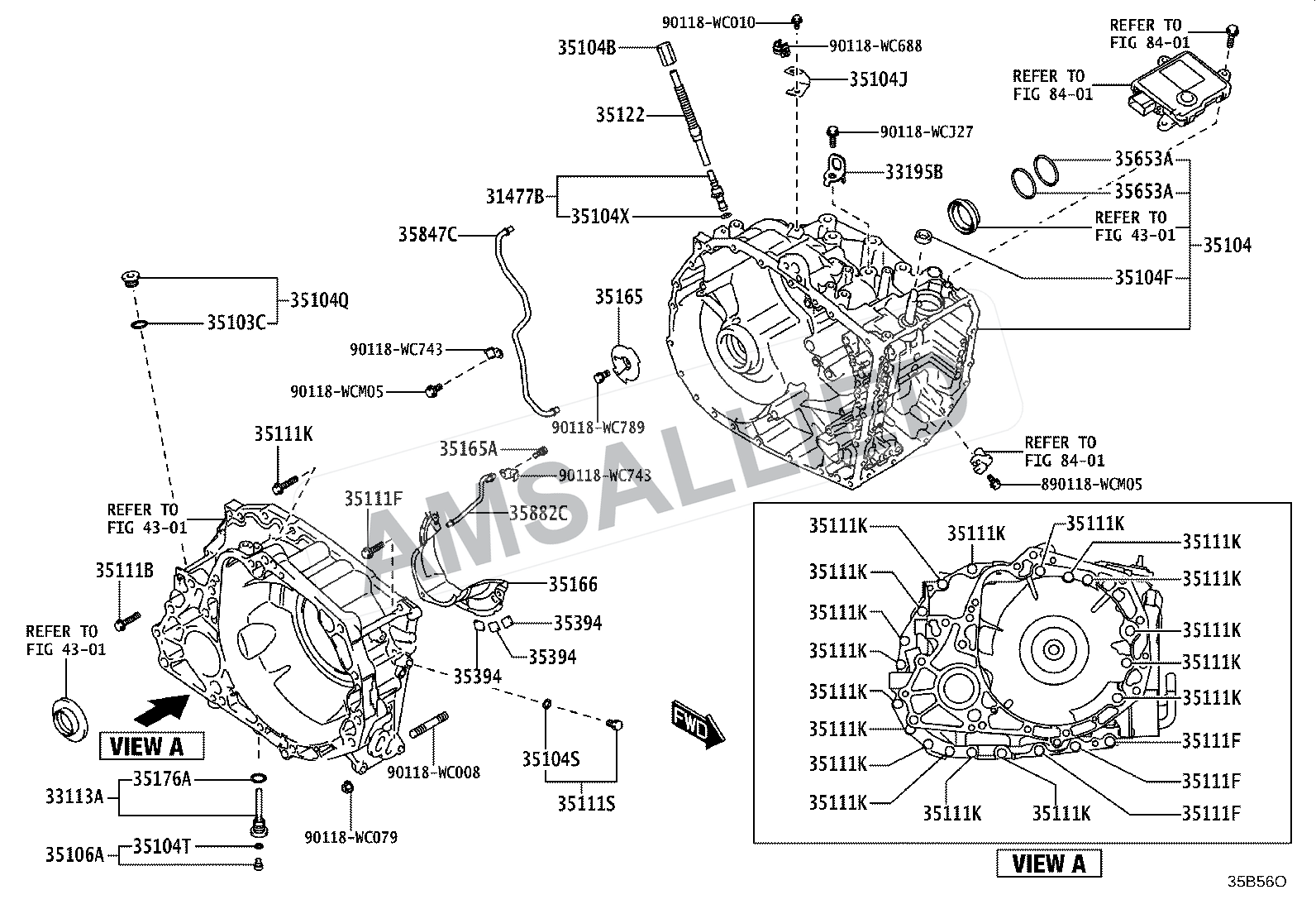 Toyota Taisor Transmission Case & Oil Pan (atm) exploded parts diagram, figure 3503