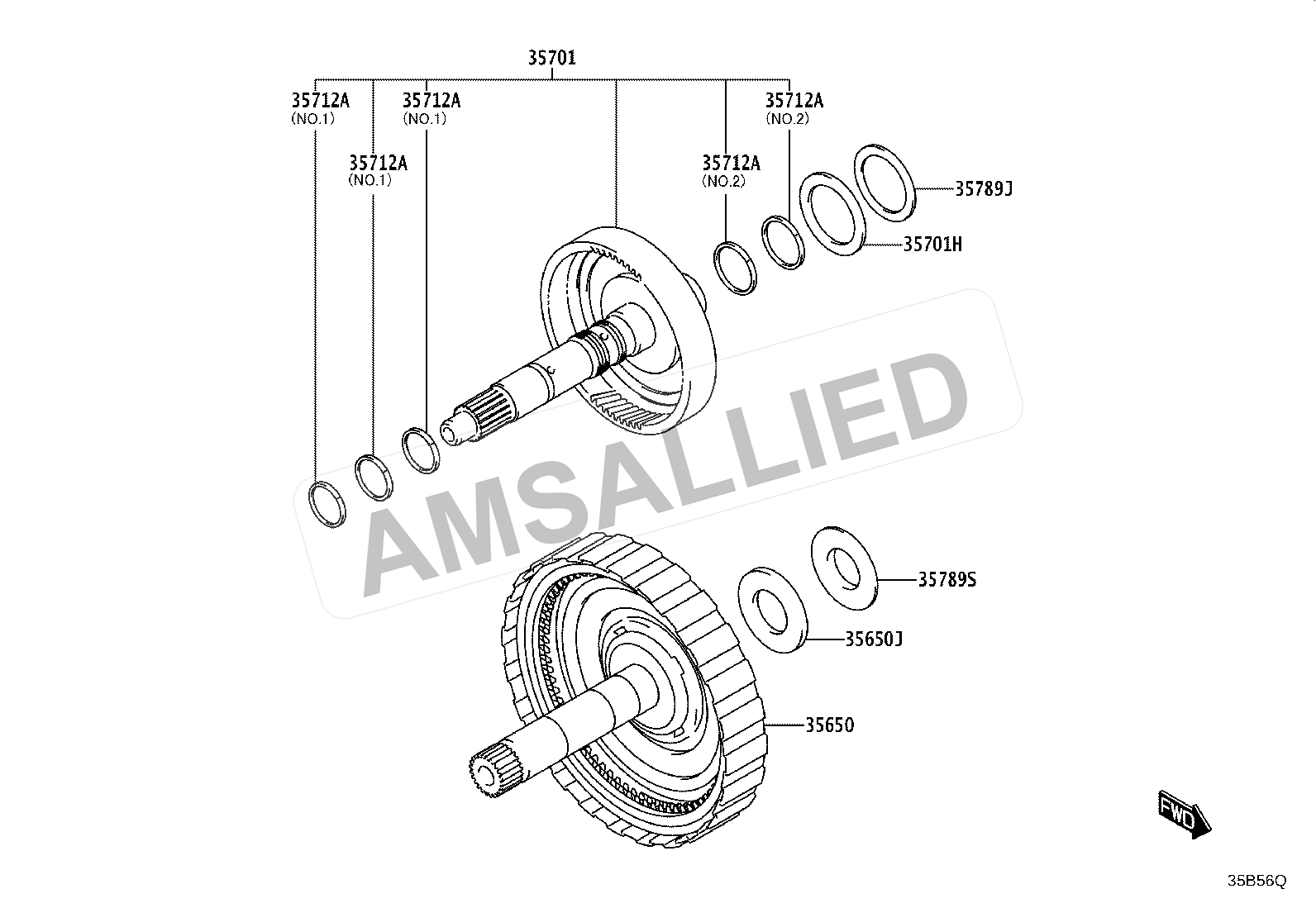 Toyota Taisor Brake Band & Multiple Disc Clutch (atm) exploded parts diagram, figure 3507