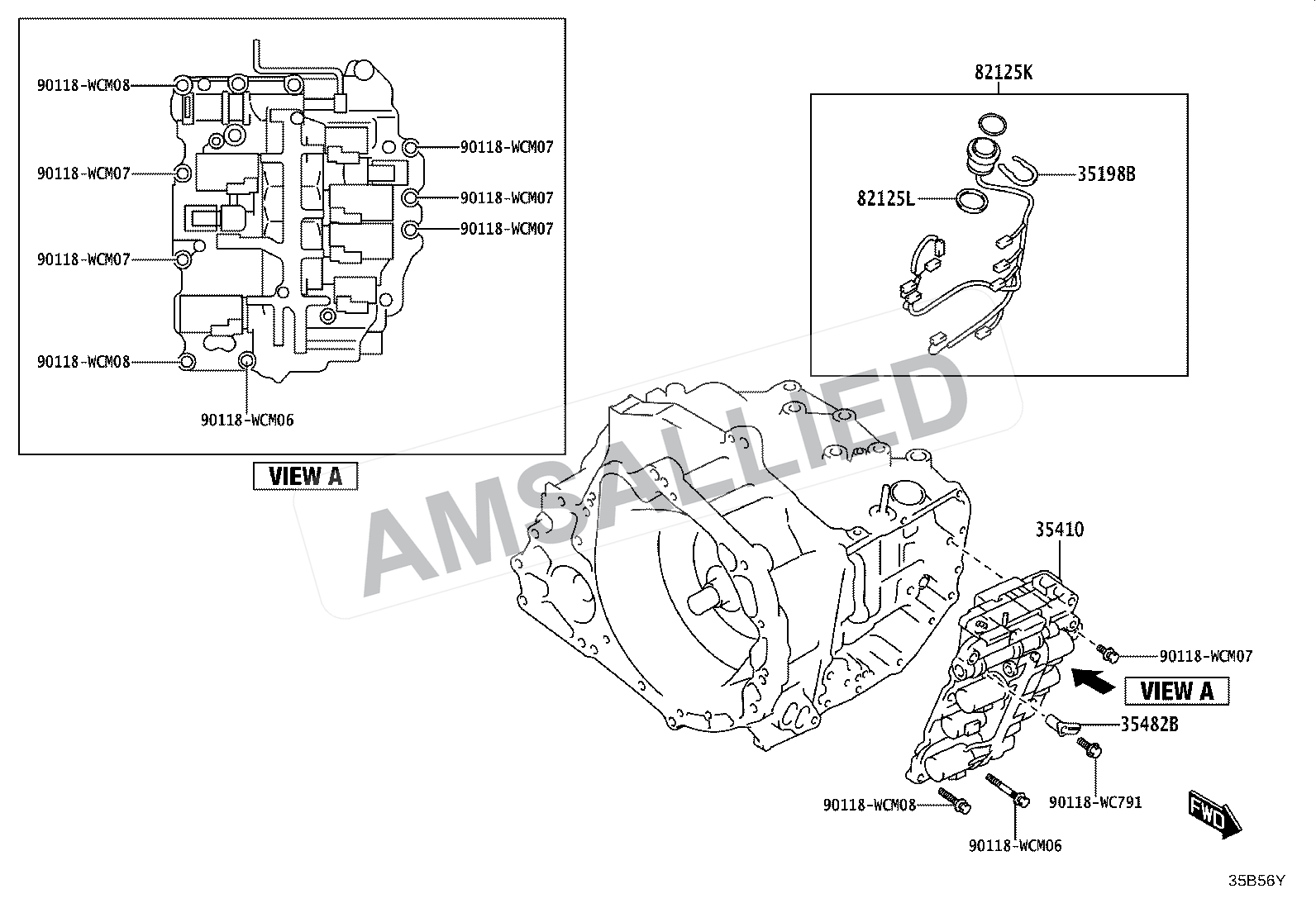 Toyota Taisor Valve Body & Oil Strainer (atm) exploded parts diagram, figure 3512