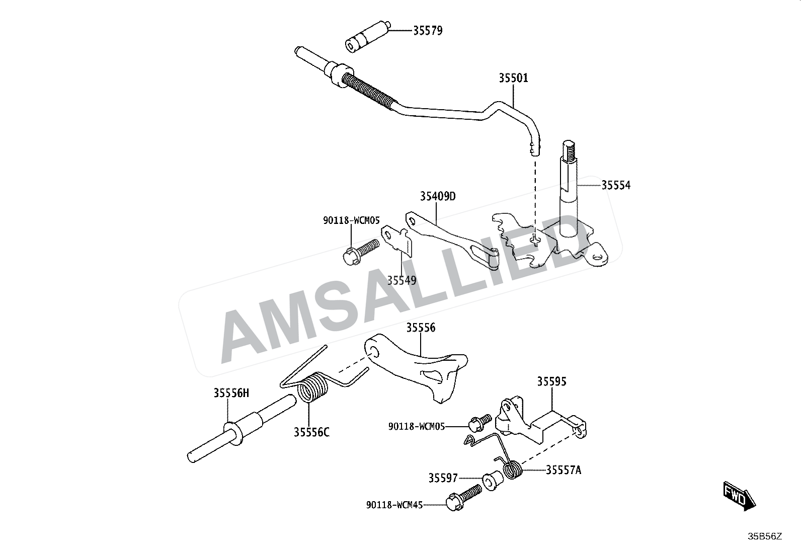 Toyota Taisor Throttle Link & Valve Lever (atm) exploded parts diagram, figure 3513