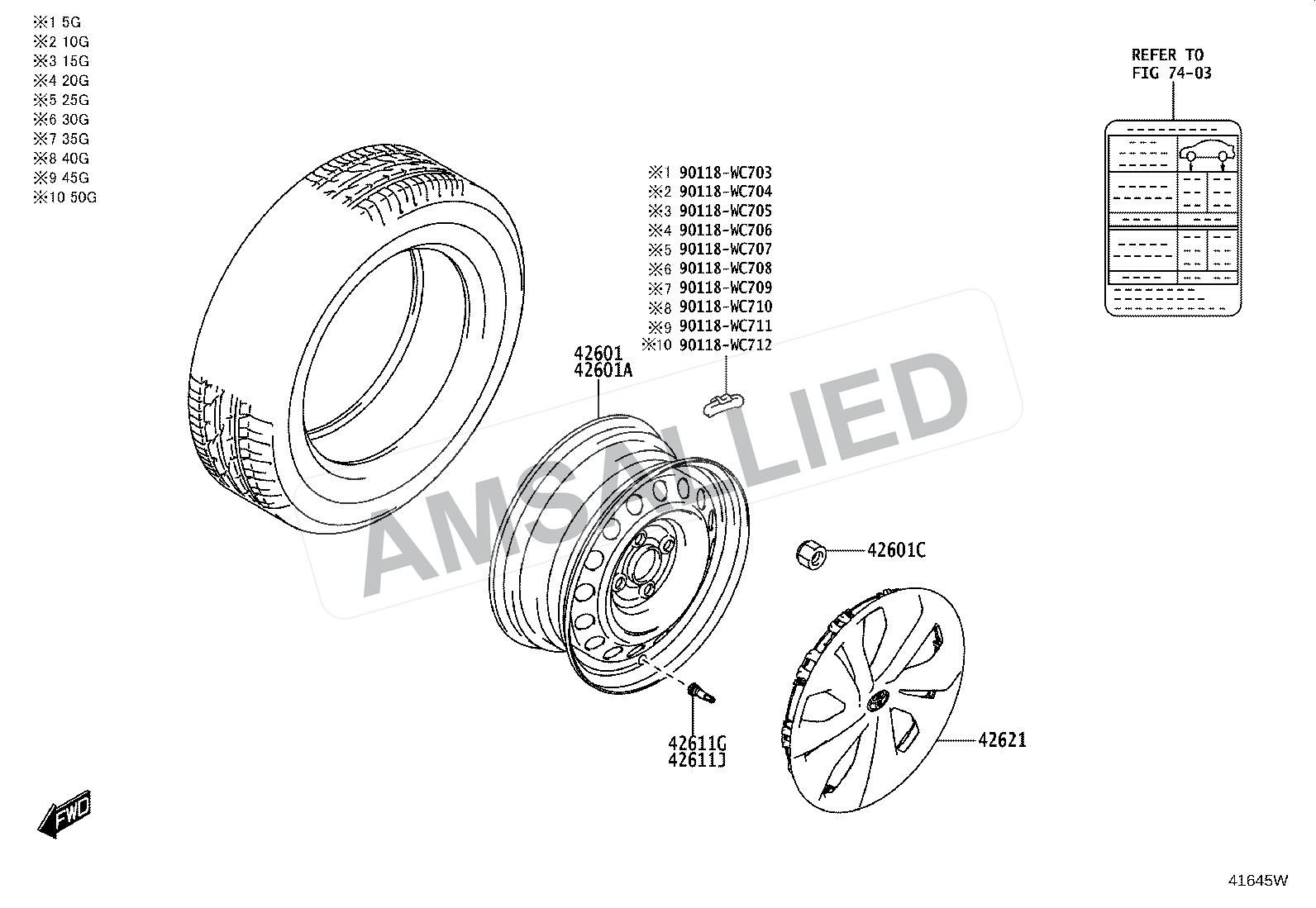 Toyota Taisor Disc Wheel & Wheel Cap exploded parts diagram, figure 4103