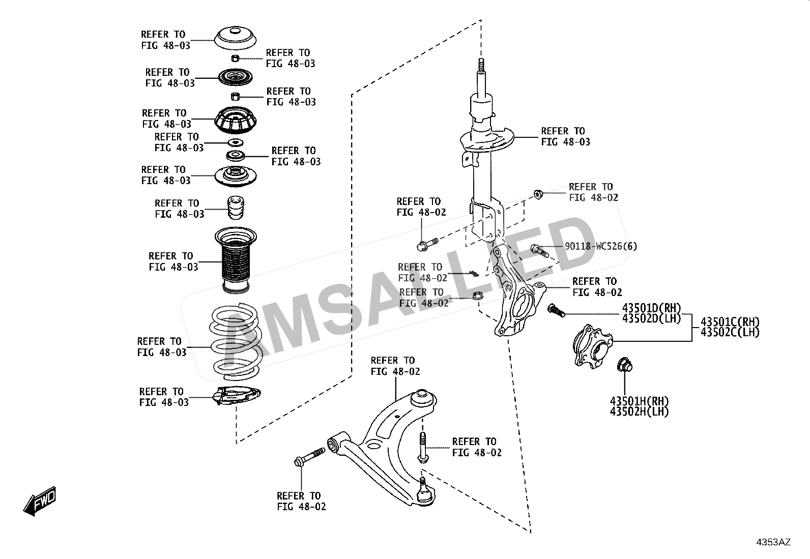 Toyota Taisor Front Axle Hub exploded parts diagram, figure 4303