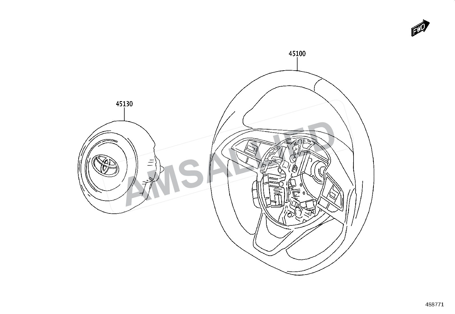Toyota Taisor Steering Wheel exploded parts diagram, figure 4504