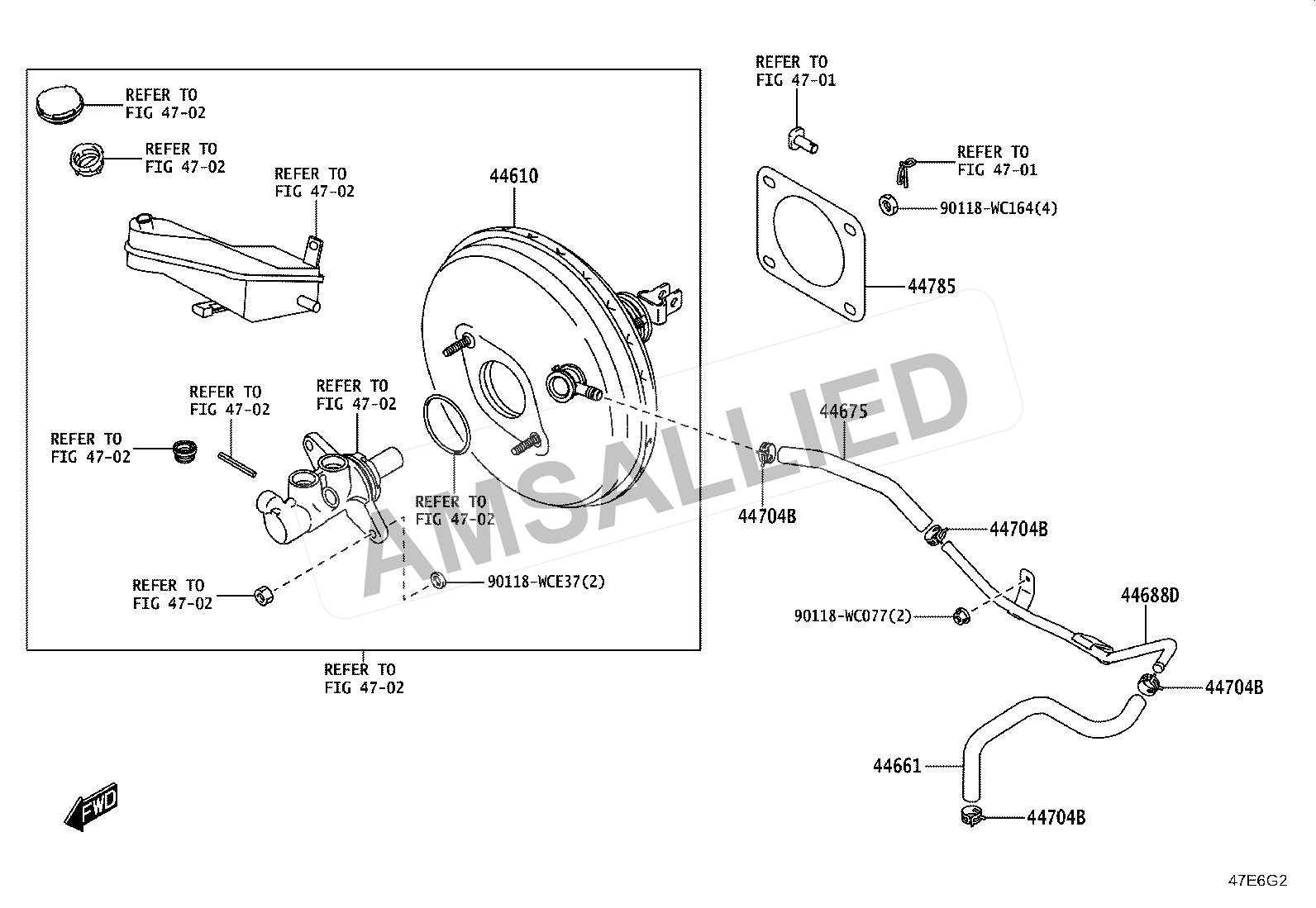 Toyota Taisor Brake Booster & Vacuum Tube exploded parts diagram, figure 4703