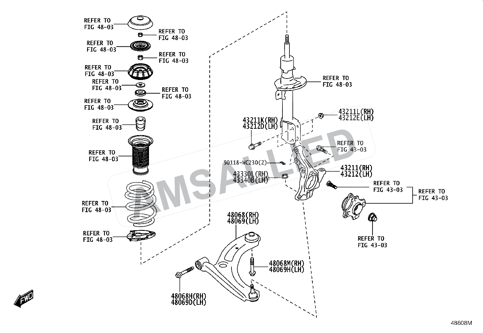 Toyota Taisor Front Axle Arm & Steering Knuckle exploded parts diagram, figure 4802