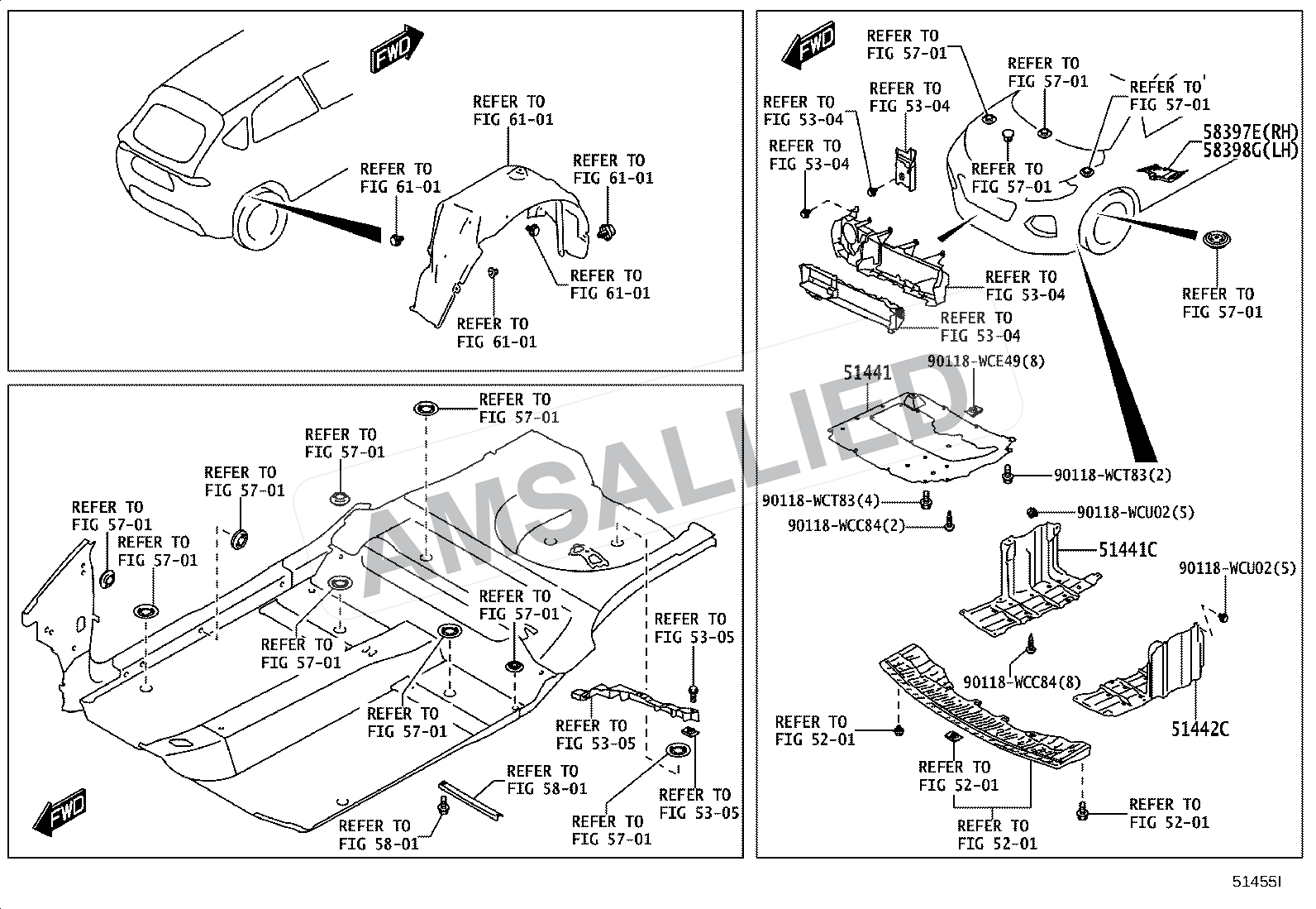 Toyota Taisor Suspension Crossmember & Under Cover exploded parts diagram, figure 5102