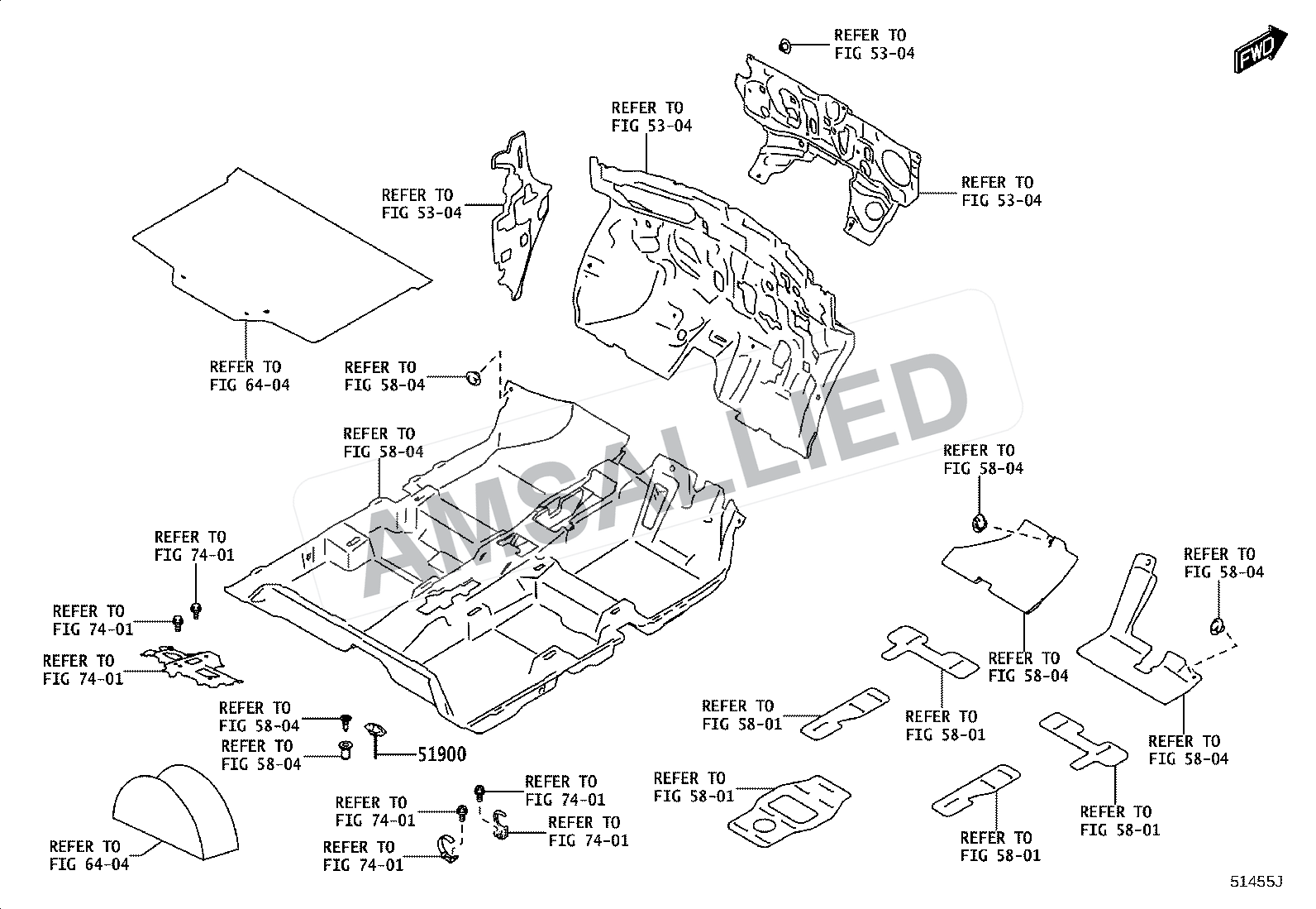 Toyota Taisor Spare Wheel Carrier exploded parts diagram, figure 5104