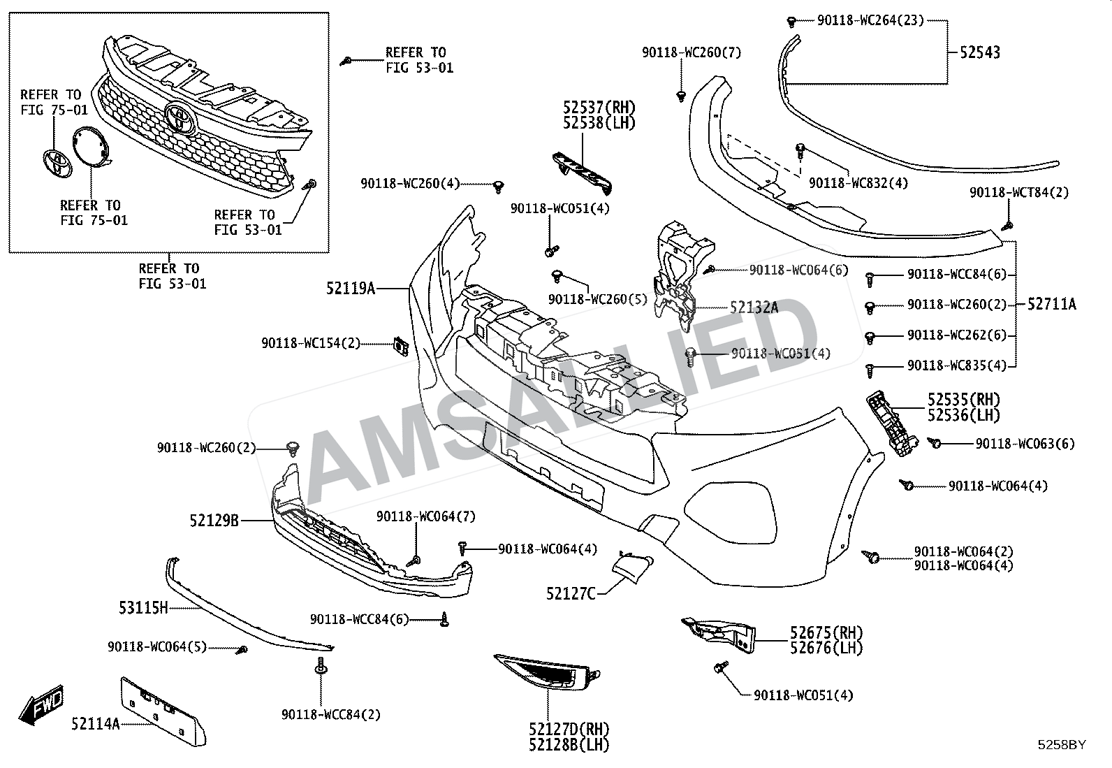Toyota Taisor Front Bumper & Bumper Stay exploded parts diagram, figure 5201