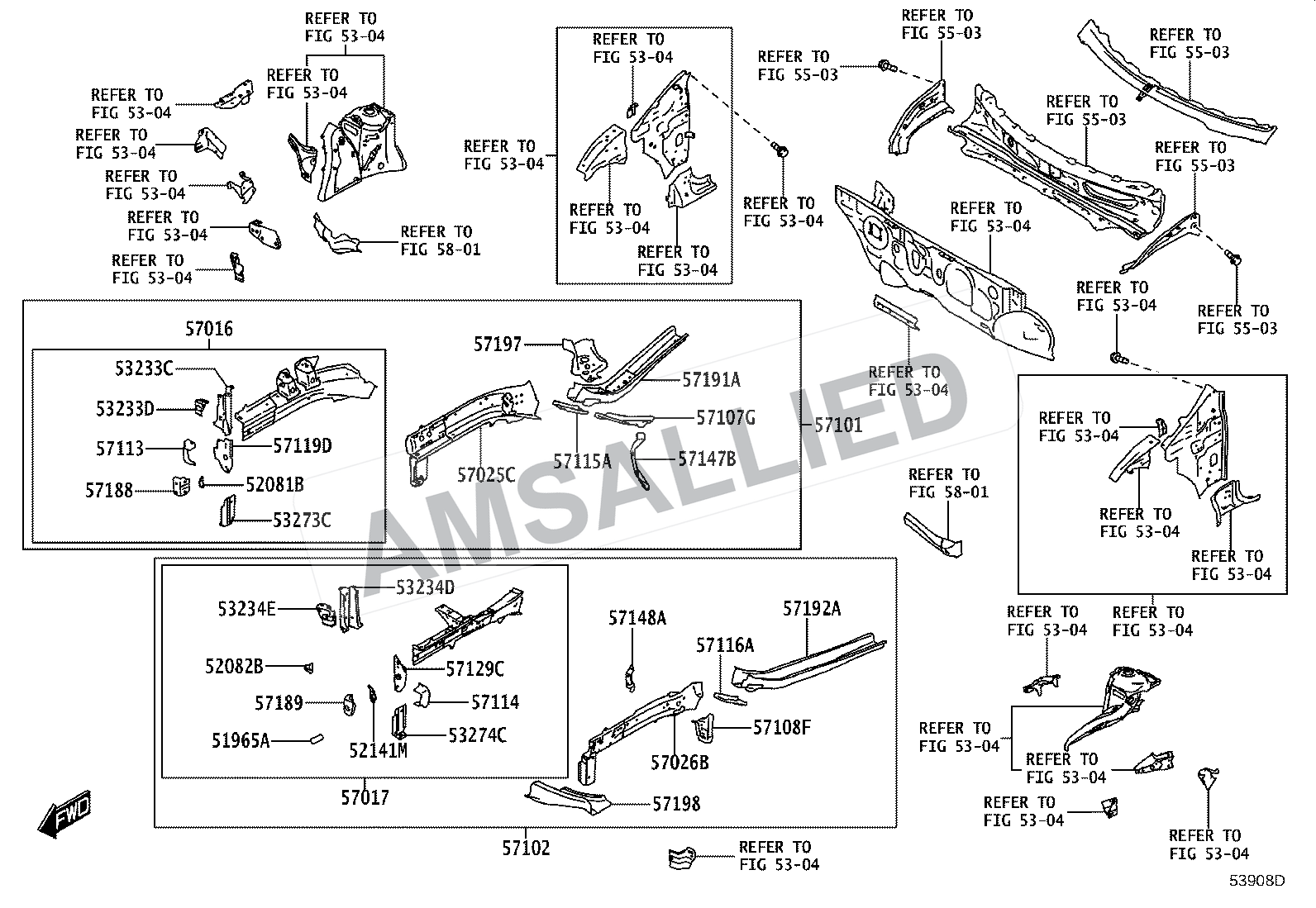 Toyota Taisor Floor Side Member exploded parts diagram, figure 5305