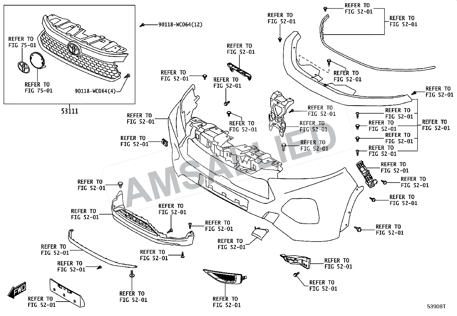 Toyota Taisor Radiator Grille exploded parts diagram, figure 5301