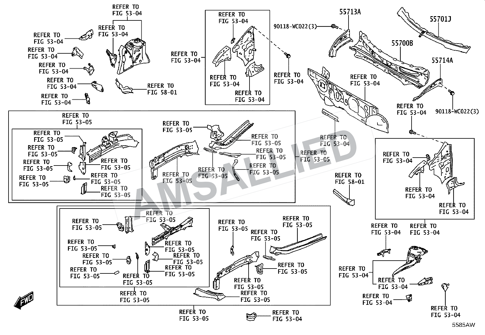 Toyota Taisor Cowl Panel & Windshield Glass exploded parts diagram, figure 5503