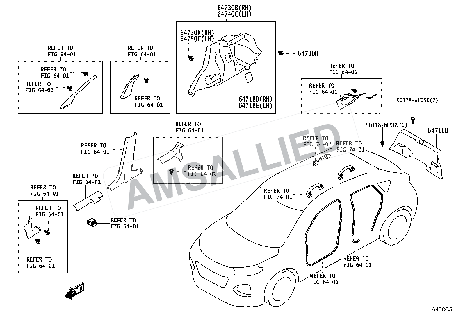 Toyota Taisor Deck Board & Deck Trim Cover exploded parts diagram, figure 6404