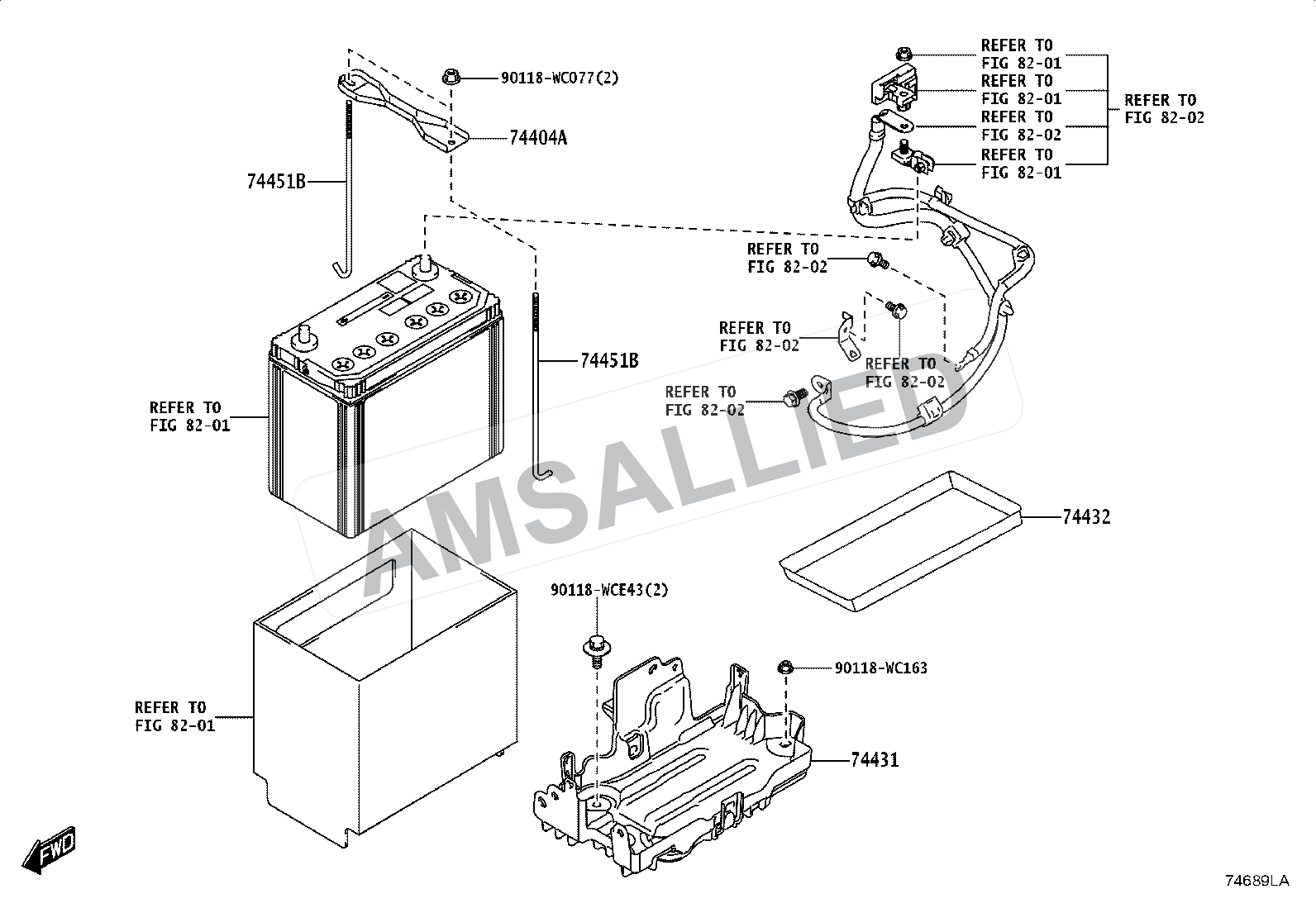 Toyota Taisor Battery Carrier exploded parts diagram, figure 7402