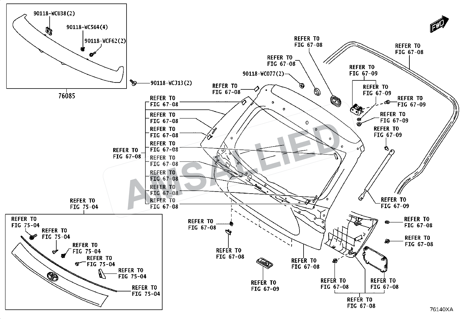 Toyota Taisor Mudguard & Spoiler exploded parts diagram, figure 7601