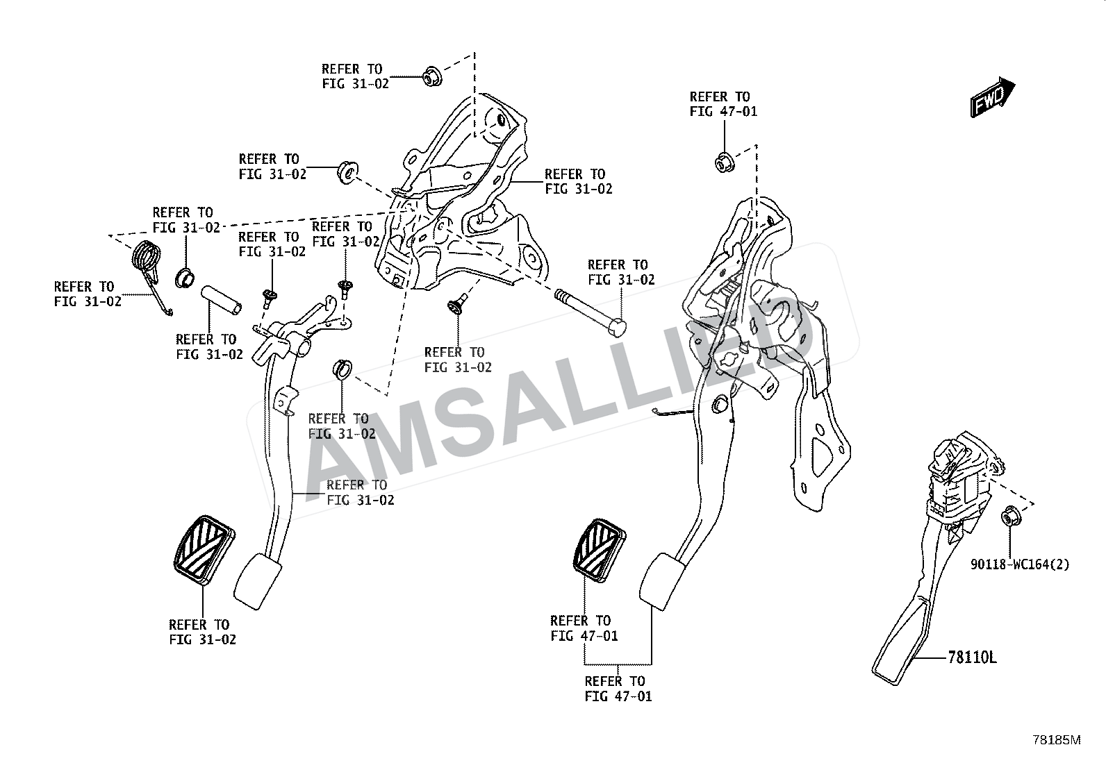 Toyota Taisor Accelerator Link exploded parts diagram, figure 7801