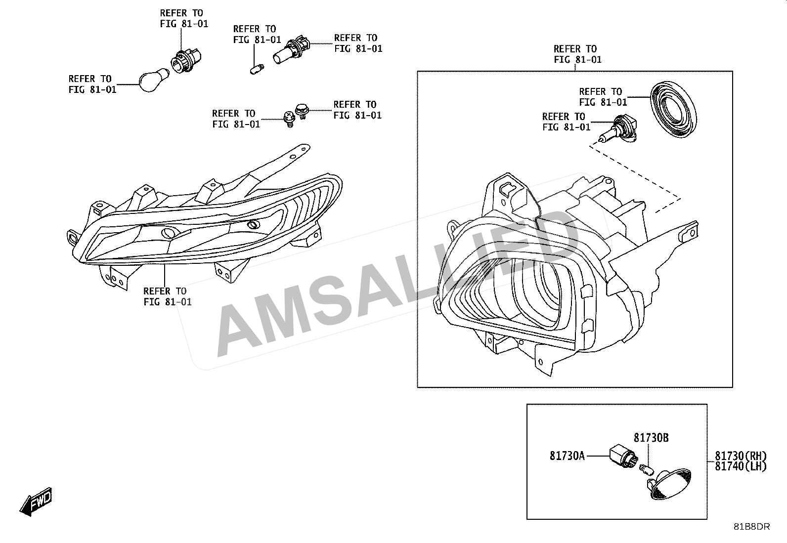 Toyota Taisor Side Turn Signal Lamp & Outer Mirror Lamp exploded parts diagram, figure 8106