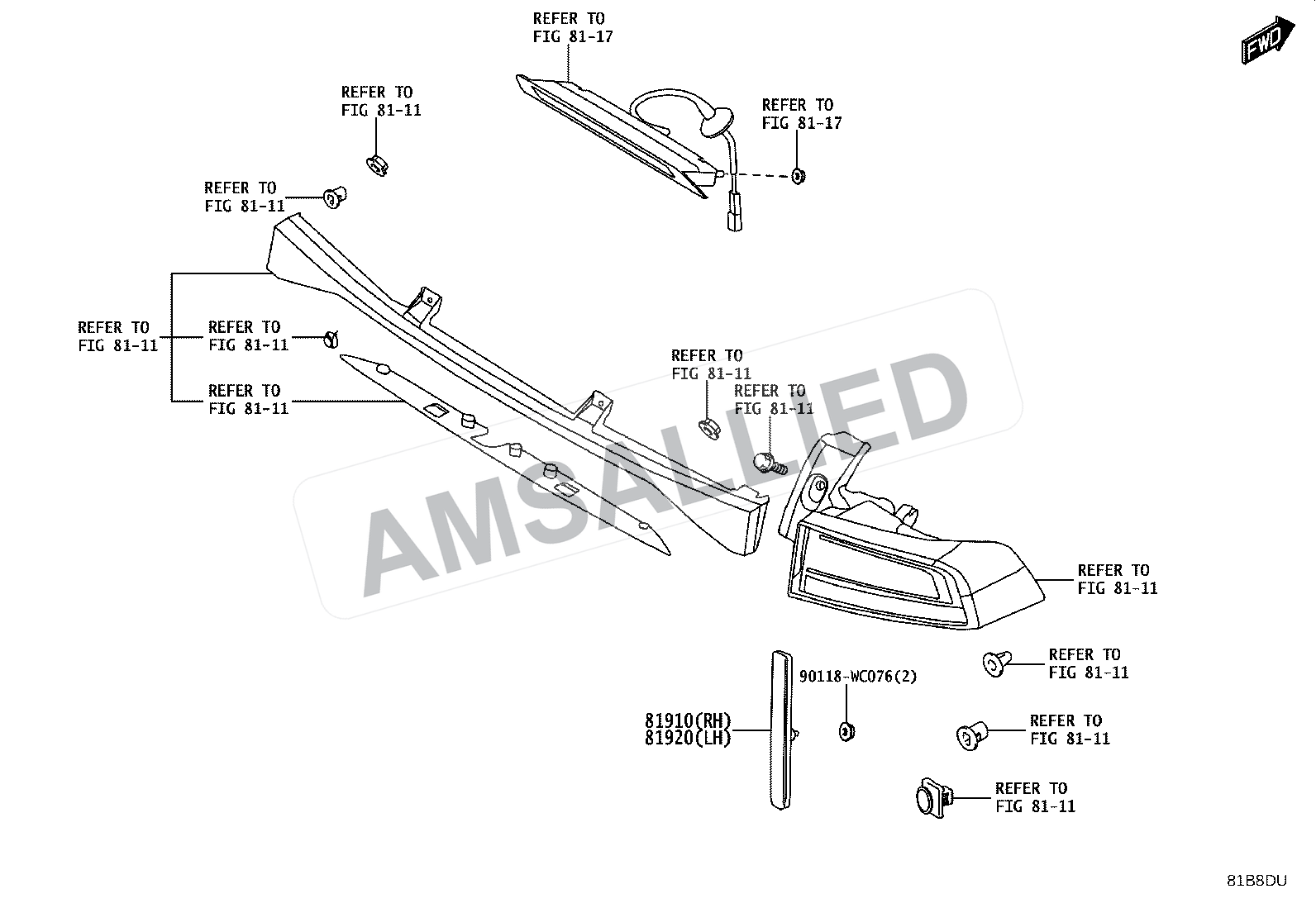 Toyota Taisor Reflex Reflector exploded parts diagram, figure 8115