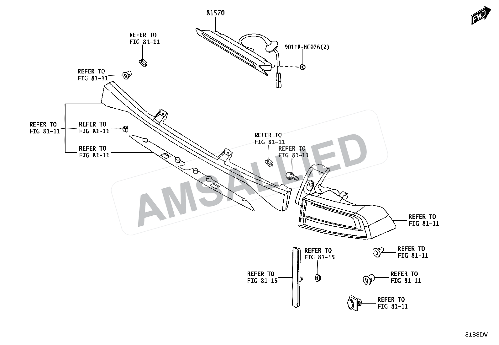 Toyota Taisor Center Stop Lamp exploded parts diagram, figure 8117