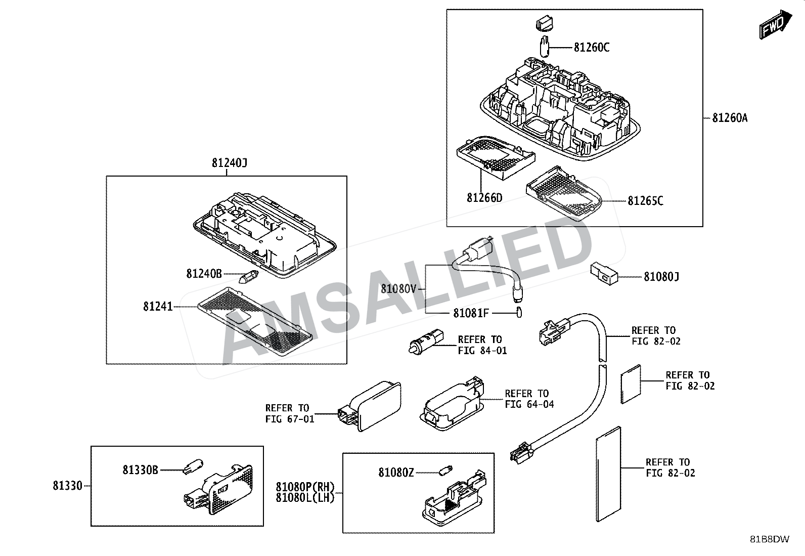 Toyota Taisor Interior Lamp exploded parts diagram, figure 8121