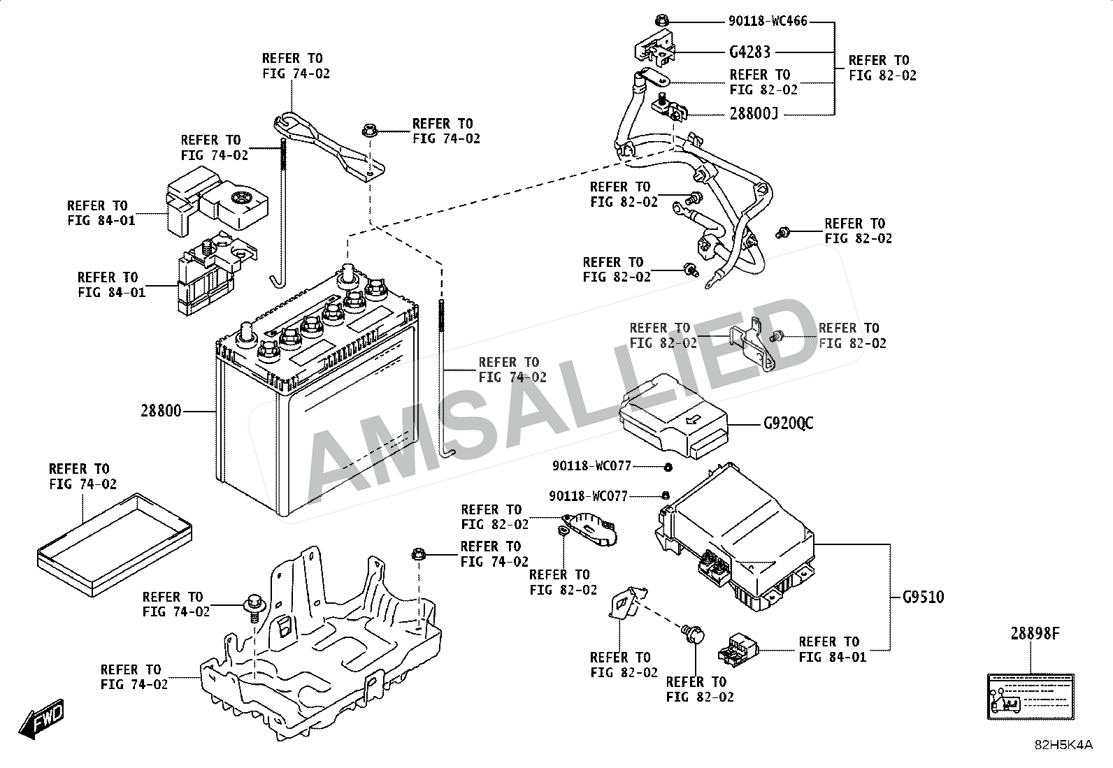 Toyota Taisor Battery & Battery Cable exploded parts diagram, figure 8201
