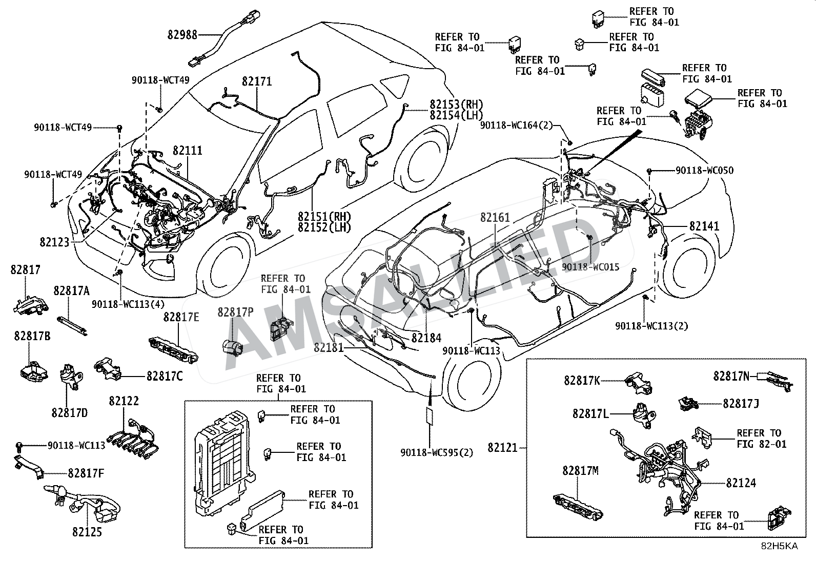 Toyota Taisor Wiring & Clamp exploded parts diagram, figure 8202
