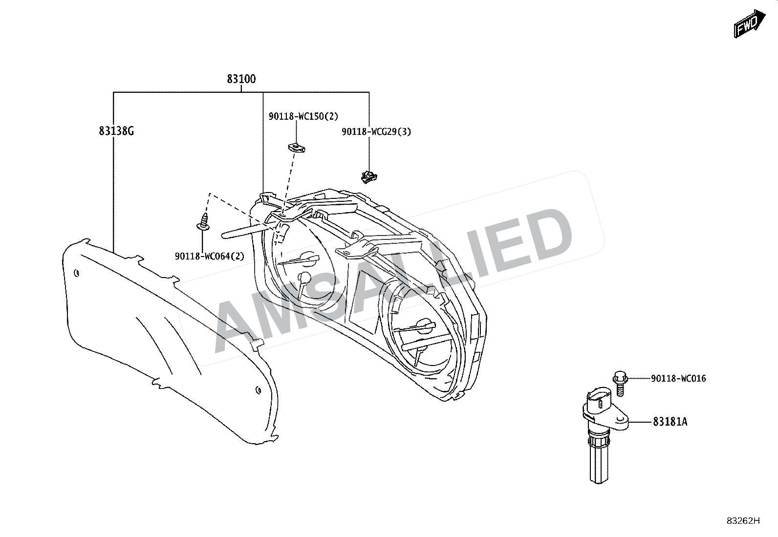 Toyota Taisor Meter exploded parts diagram, figure 8301