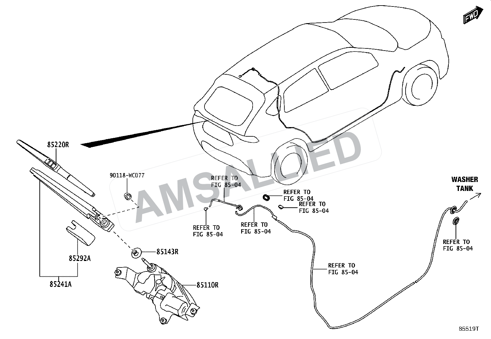 Toyota Taisor Rear Wiper exploded parts diagram, figure 8502