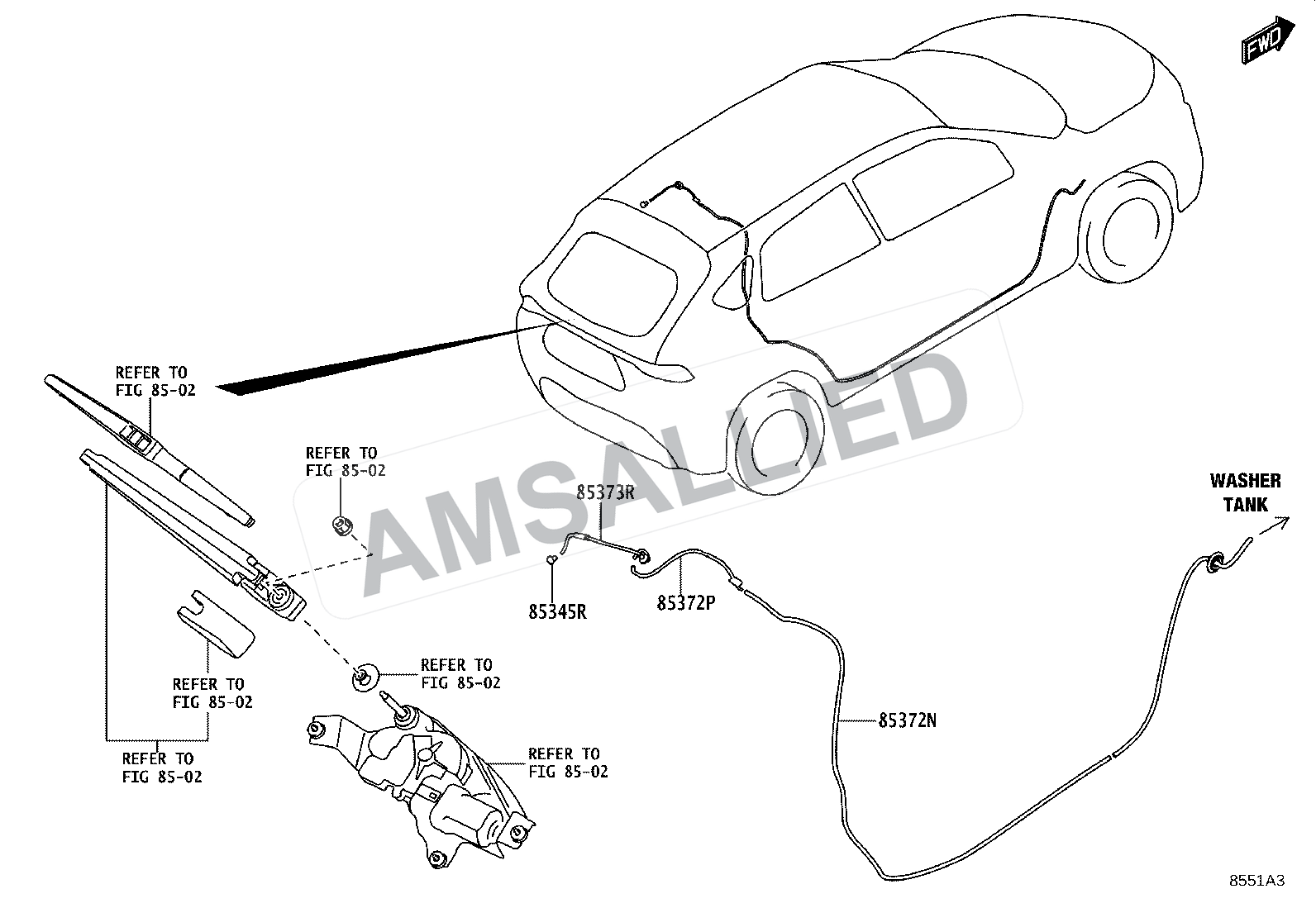 Toyota Taisor Rear Washer exploded parts diagram, figure 8504