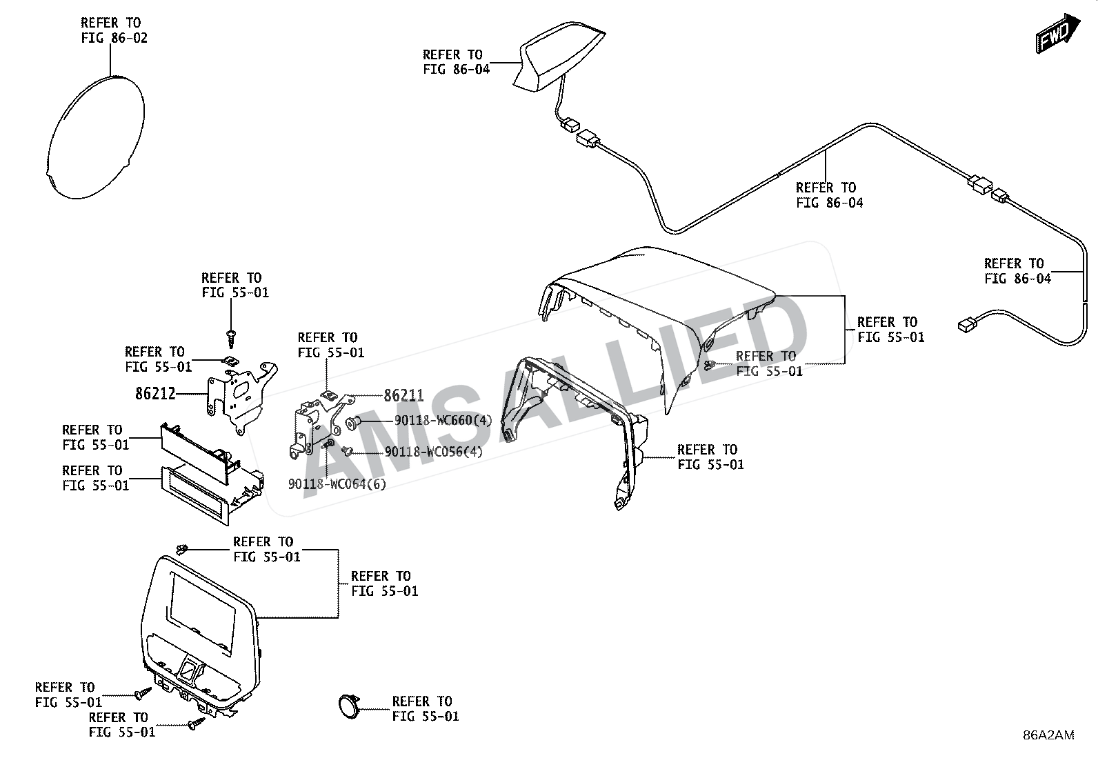 Toyota Taisor Radio Receiver & Amplifier & Condenser exploded parts diagram, figure 8601