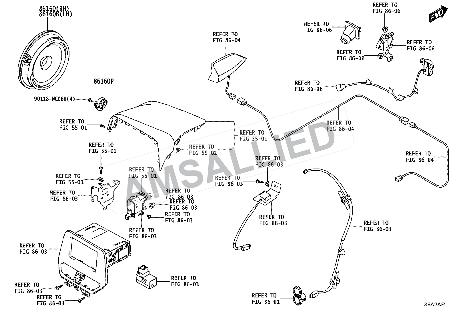 Toyota Taisor Speaker exploded parts diagram, figure 8602