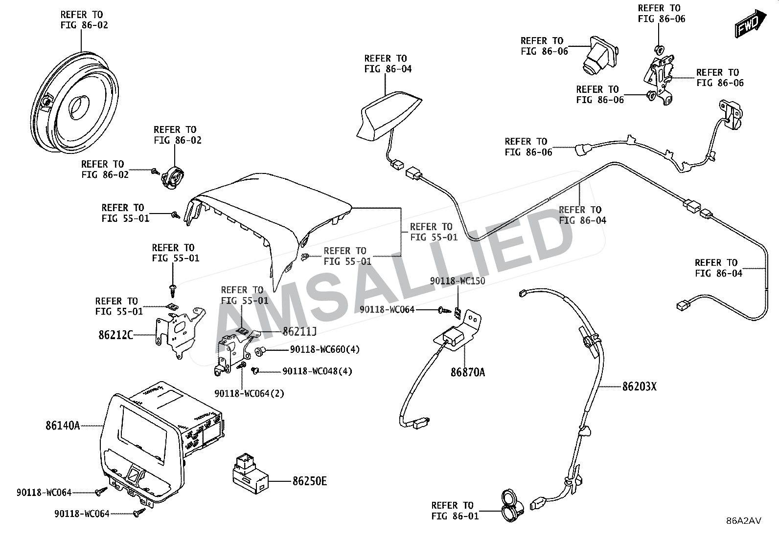 Toyota Taisor Navigation & Front Monitor Display exploded parts diagram, figure 8603