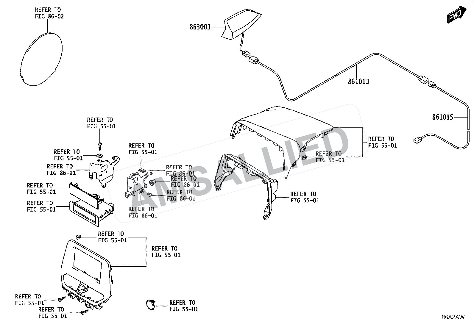 Toyota Taisor Antenna exploded parts diagram, figure 8604