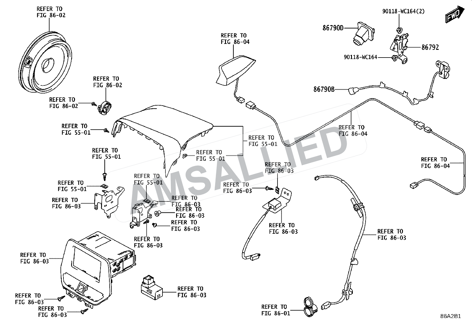 Toyota Taisor Camera & Rear Monitor Display exploded parts diagram, figure 8606