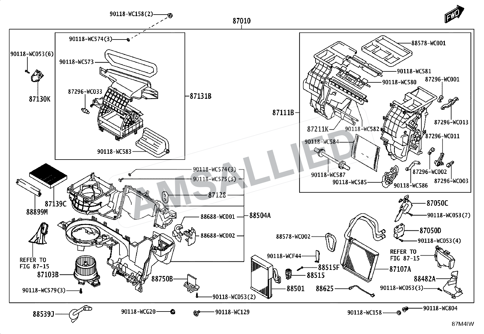 Toyota Taisor Heating & Air Conditioning - Cooler Unit exploded parts diagram, figure 8714