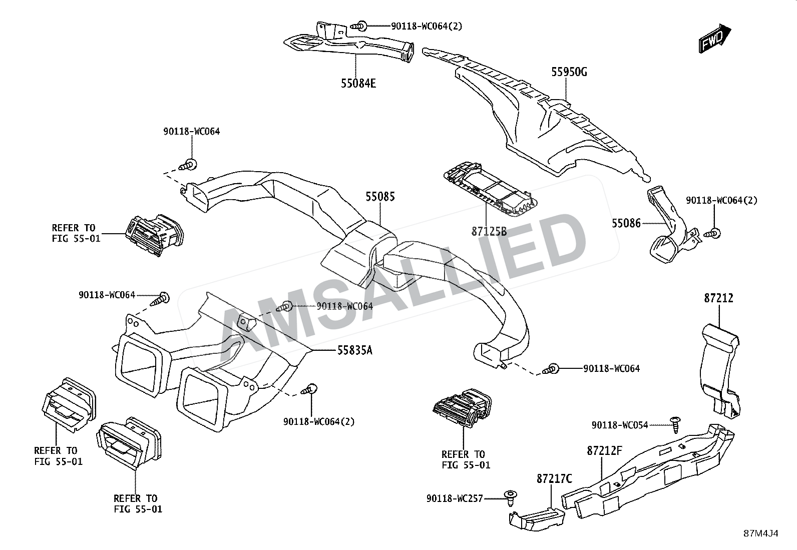 Toyota Taisor Heating & Air Conditioning - Control & Air Duct exploded parts diagram, figure 8715