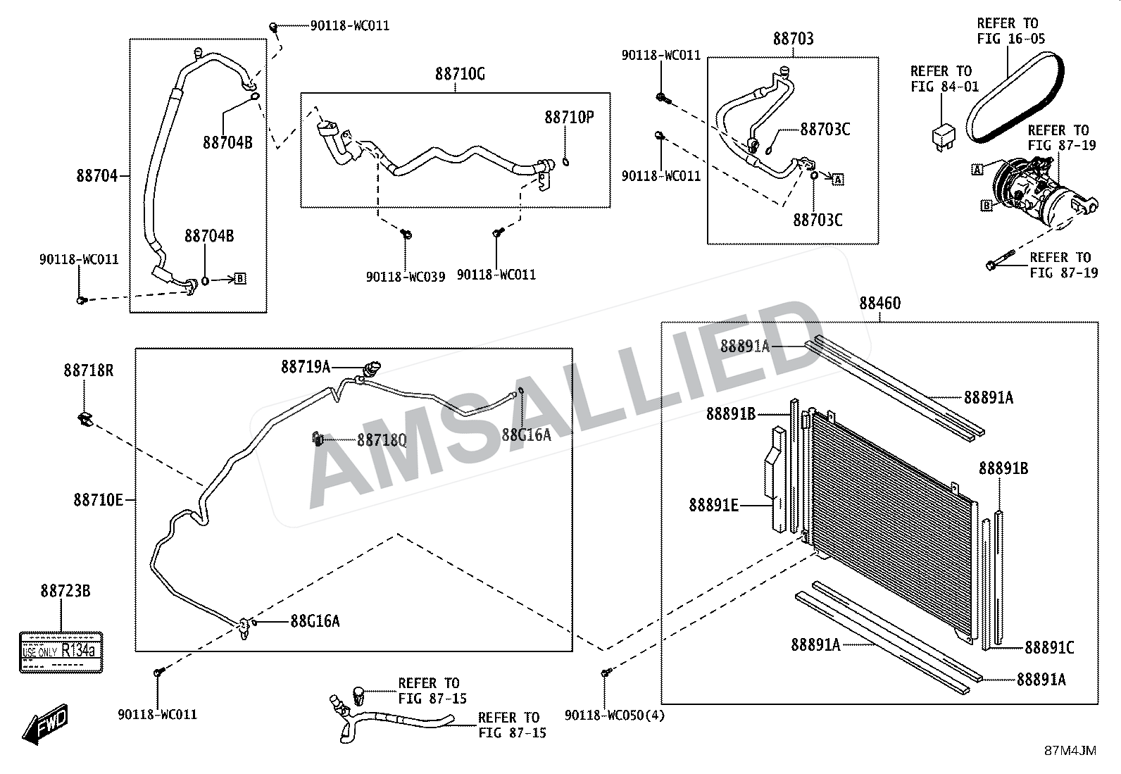 Toyota Taisor Heating & Air Conditioning - Cooler Piping exploded parts diagram, figure 8718