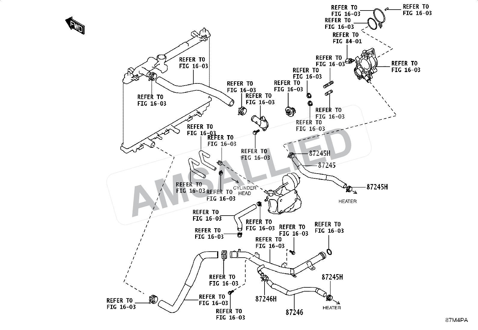 Toyota Taisor Heating & Air Conditioning - Water Piping exploded parts diagram, figure 8716